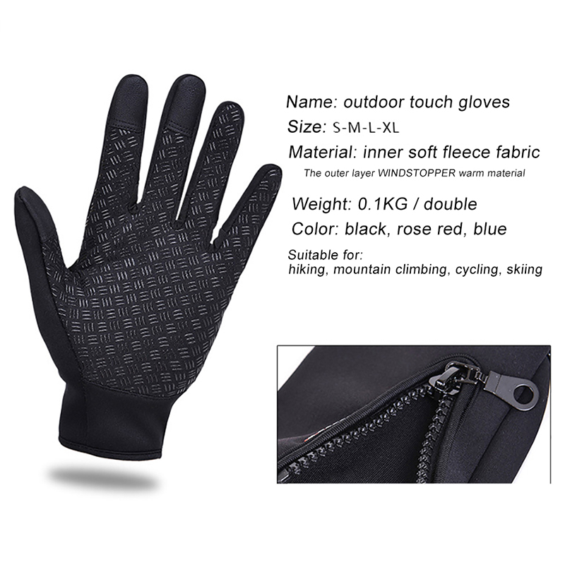 Men Cycling Gloves Full Finger Winter Fleece Bike Bicycle Gloves Touchscreen Hot